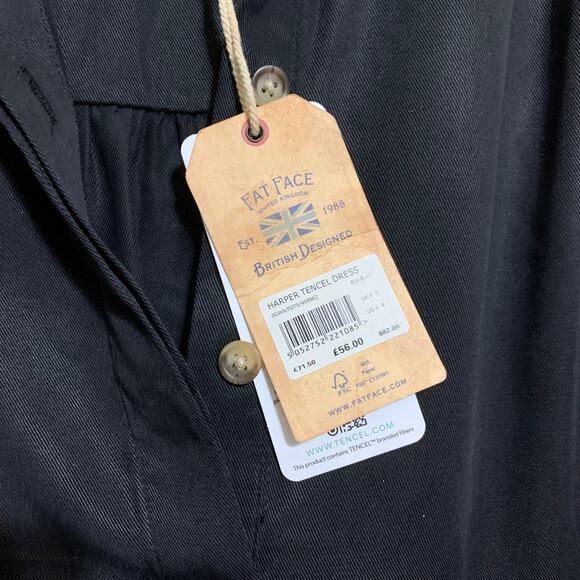 FAT FACE Black Tencel HARPER Shirt Dress  Sz 4 NWT - Picture 4 of 14